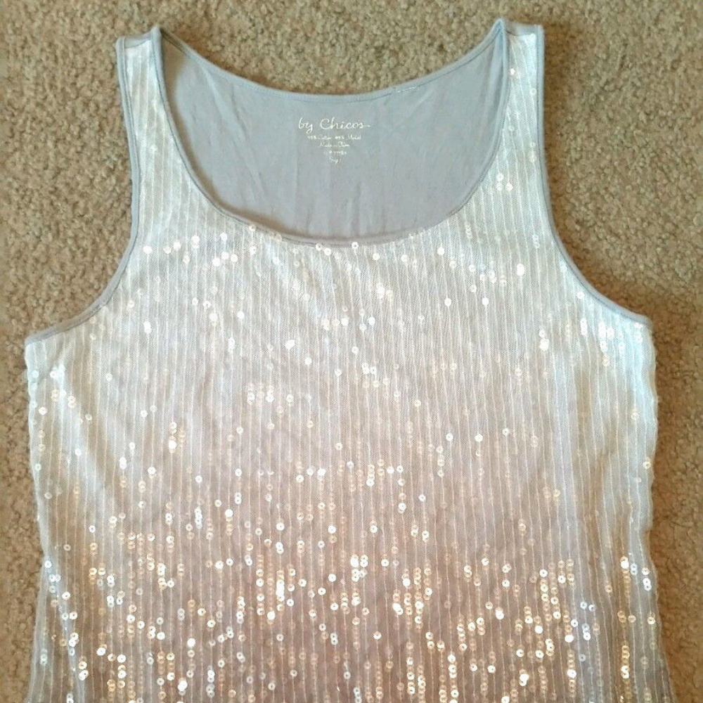 Chico's brand sequins blouse / top ~size 1 M  SHINY, SEXY